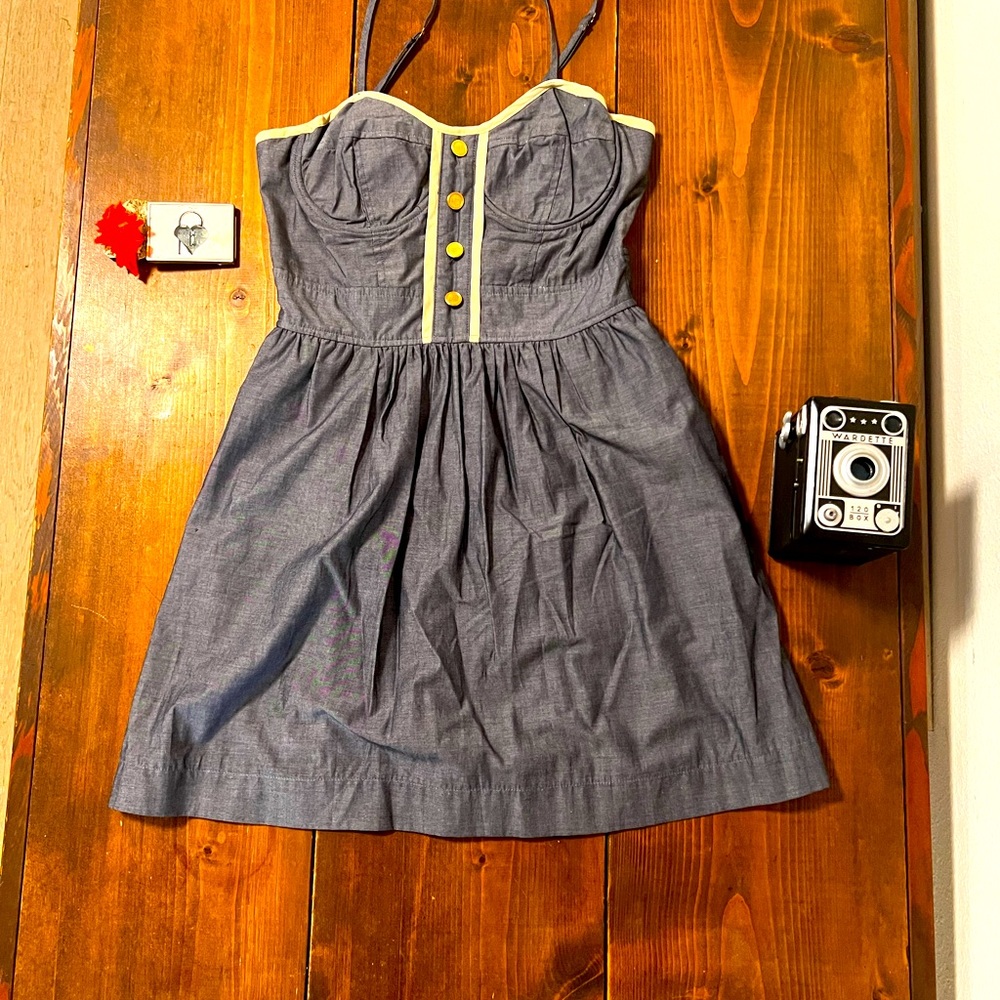 Chambray bustier corset mini dress